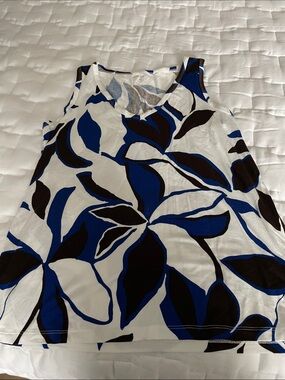 Blue & Brown Leaf Print Sleeveless Tank